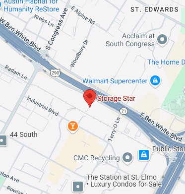 Map showing location of Storage Star East Ben White in Austin, Texas