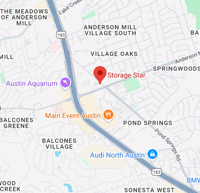 Map showing location of Storage Star Pond Springs Road in Austin, Texas